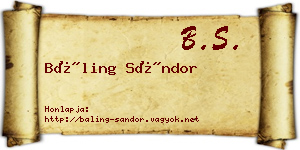 Báling Sándor névjegykártya